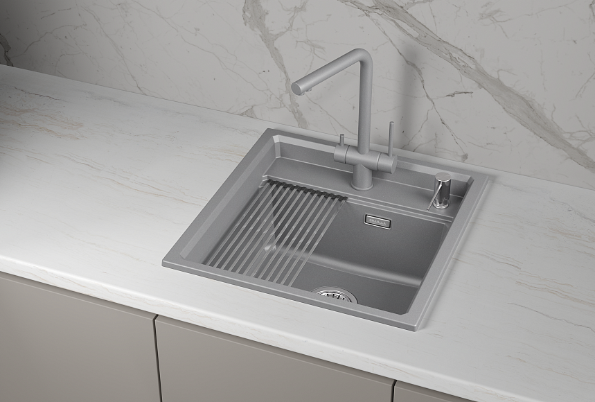 Мойка для кухни Granula Kitchen Space 5002i алюминиум, 50х51 см, квадратная