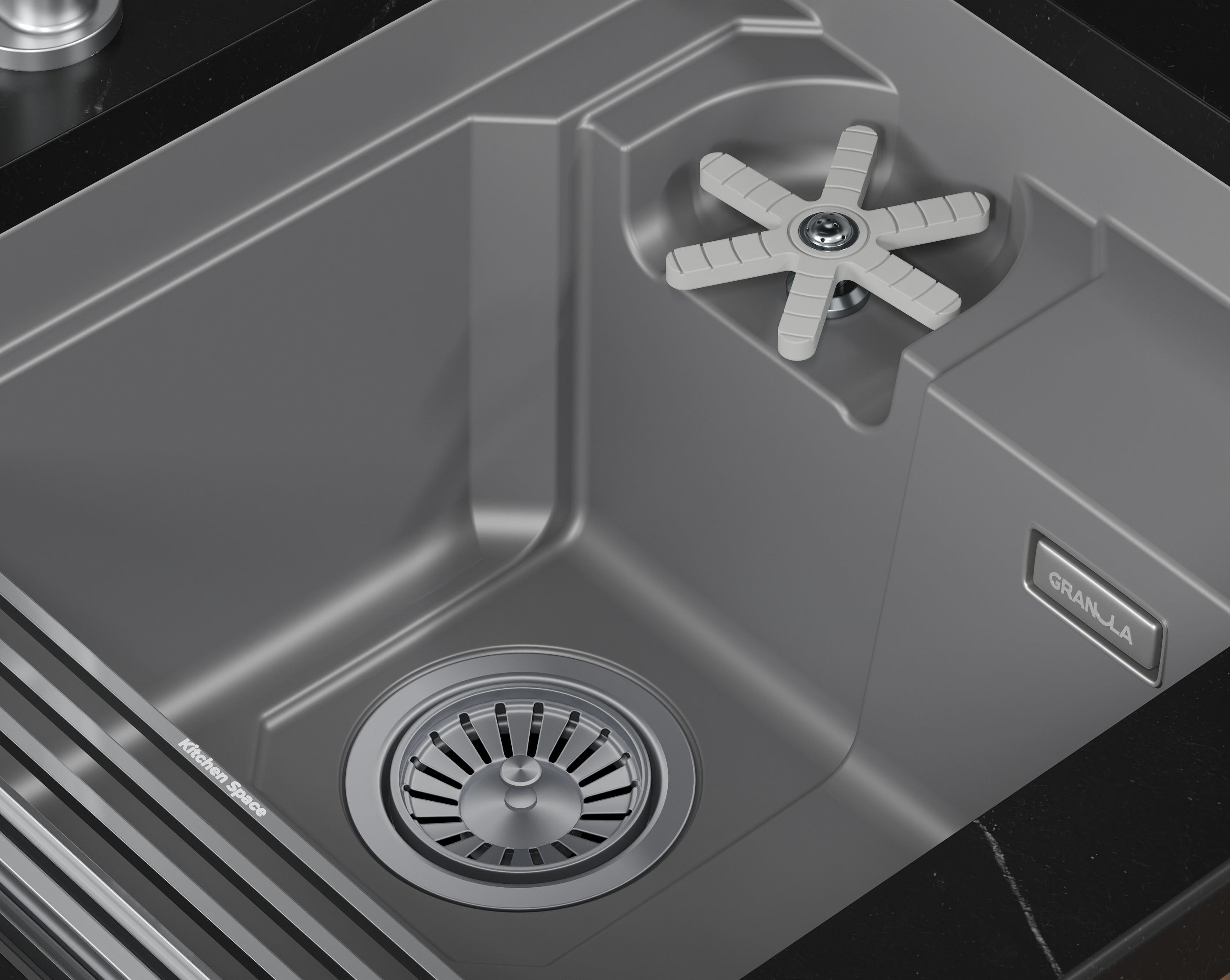 Мойка для кухни Granula Kitchen Space Rinzer 7309RU алюминиум, 73х45 см, прямоугольная