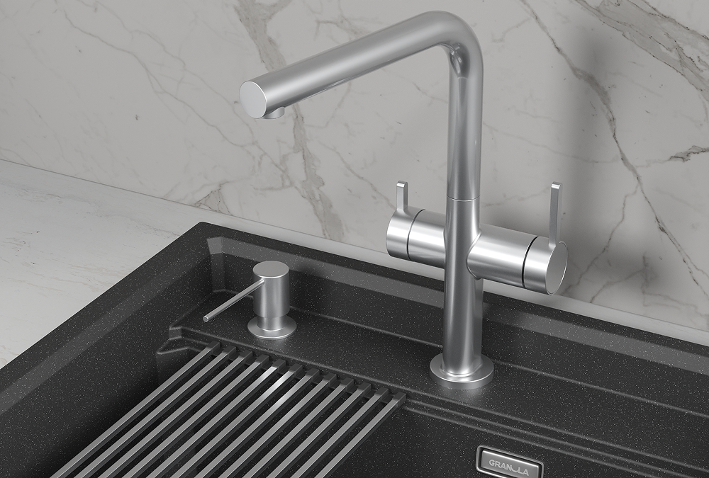 Смеситель для кухни Granula Kitchen Space 8276 нержавеющая сталь, подключение к фильтру
